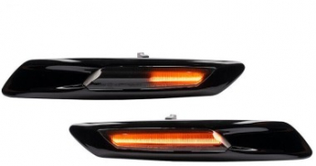 Set 2 Semnalizari Negre Aripa LED Dinamice secventiale cu sticla fumurie pentru BMW F10 F11 F07 fara facelift 