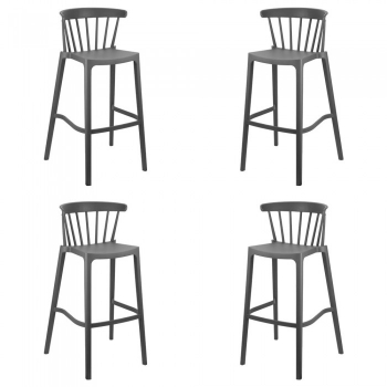 Set 4 scaune inalte bar ASPEN 51x54xh103cm polipropilena gri 