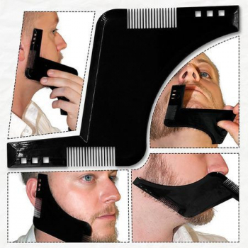 Set profesional pieptene / sablon contur barba & mustata + Brici profesional pentru barbierit si ras capilar brici din otel inoxidabil PRO 