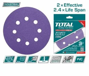 Disc hartie abraziva TOTAL 125mm -P40 P60 P80 P120 - TOTAL - DISC HARTIE ABRAZIVA 125MM - P40 P60 P80 P120 