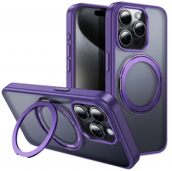 Husa de protectie din policarbonat Hoco Stand Magnetic Case pentru iPhone 15 Plus - Mov 