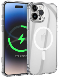Husa de protectie din silicon Hoco Transparent Magnetic Case pentru iPhone 15 Plus - Alb 