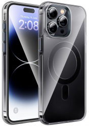 Husa de protectie din silicon Hoco Transparent Magnetic Case pentru iPhone 15 Plus - Negru 