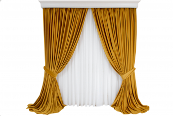 Set de 2 draperii din catifea galben mustar cu rejansa semiopace 250x250 cm 