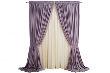 Set de 2 draperii din catifea lila prafuit cu rejansa semiopace accesorizate 140x250 cm 