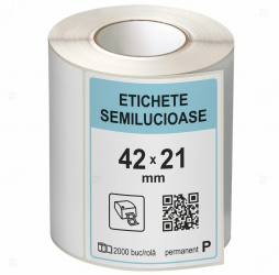 Rola etichete autoadezive semilucioase 42x21 mm adeziv permanent 2000 etichete rola 