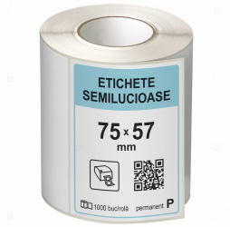 Rola etichete autoadezive semilucioase 75x57 mm adeziv permanent 1000 etichete rola 