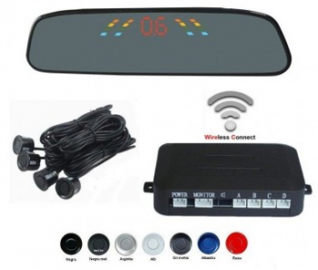 Senzori parcare cu display in oglinda wireless T17 Rosu 