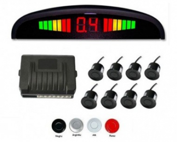 Senzori parcare fata spate cu 8 senzori si display LED Negru 