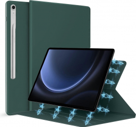 Husa Magnetica pentru Samsung Galaxy Tab S9 FE 11 inch 2023 Smart Cover cu Stand si suport S-Pen - Verde Marin 