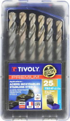 Set burghie metal DIN338 HSS-Co G TBX 4F 1-13x0.5/25pcs Tivoly 