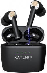 Casti Wireless fara fir Katlion® Bluetooth 5.2 cu Microfon Control prin atingere Eliminare Zgomot Afisaj LED Rezistente la apa 