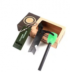 Set Amnar pentru camping si Fluier IdeallStore® Ultimate Survival otel inoxidabil 11 cm 
