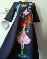 Rochie pictata fluturi colorati 