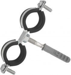 Clema metalica dubla cu cauciuc pentru fixare tevi in perete 1 32 - 36 mm Geko G17283 