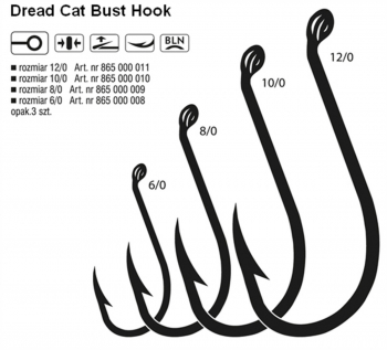 Carlig MMT Konger Dread Cat Bust No.12/0 Black Nickel 3buc 