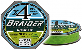 Fir Textil MMT Konger Braider X4 0.20mm 22.3kg 150m Fluo Green 