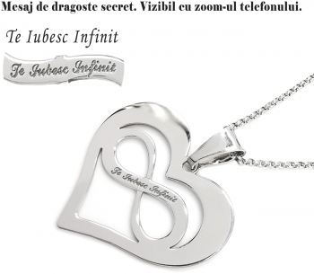 Lantisor argint 925 rodiat cu pandantiv inimioara cu simbol infinit Te Iubesc Infinit AGP024 PersonalStyle