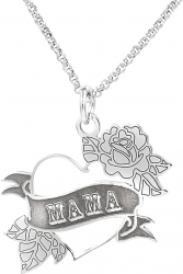 Lantisor argint 925 rodiat cu pandantiv inimioara cu Trandafir pentru Mama AGP023 PersonalStyle 