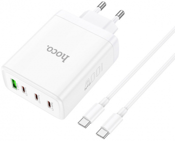 Incarcator pentru Priza USB 3x Type-C Fast Charging 100W + Cablu Type-C M48 White 
