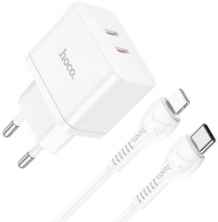 Incarcator Priza 2x Type-C 35W + Cablu Type-C la Lightning M56 White 