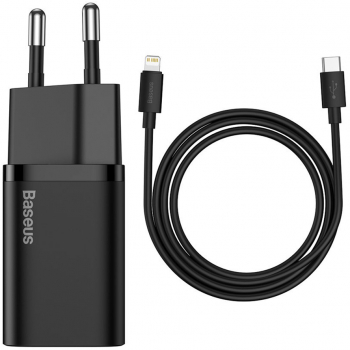 Incarcator de Retea Type-C PD20W + Cablu Compatibili Lightning I500 Negru