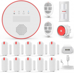 Sistem de alarma WiFi smart pentru usi si ferestre cu 10 senzori magnetici senzor de miscare 2 telecomenzi sirena 120 dB 