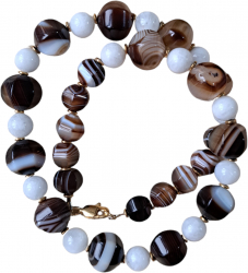 Colier agate dungate maro si piatra lunii 