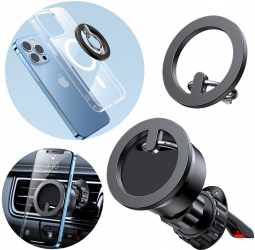 Set Suport Multifunctional Auto + Suport Tip Inel pentru Telefon Compact I95 Deep Dark