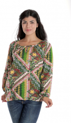 Bluza Dama cu Maneca lunga tip IE Verde cu Imprimeu Multicolor L 