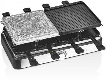 Gratar electric cu raclette Zilan ZLN8863 placa de piatra si placa de aluminiu putere 1400 W Gri 