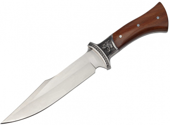 Cutit de vanatoare IdeallStore® Tiger Blade 30.5 cm otel inoxidabil maro teaca inclusa 
