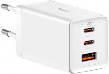 Incarcator retea Baseus GaN 5 Pro 65W 2x USB-C 1x USB cablu USB-C inclus Alb 