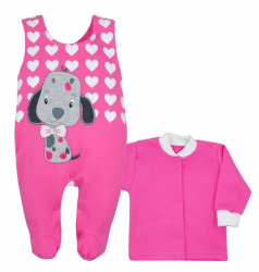 Compleu 2 piese salopeta si bluza pentru fete Koala Piesio 05-346F-68-cm Fucsia 