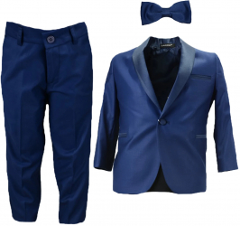 Costum elegant 3 piese pentru baieti LA Kids 1620-1-116 cm Bleumarin 