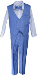 Costum elegant din 4 piese pentru baieti La Kids 1770AA-98 Albastru 