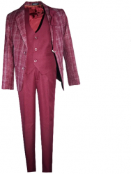 Costum elegant din 4 piese pentru baieti Slim Fit LA Kids 1766-V-128 Visiniu 