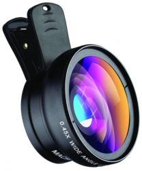 Lentila Professional HD 0.45x Super Wide Angle Lens 12.5x Super Macro cu clip universal de prindere pentru iPhone Samsung XTC HUAWEI 