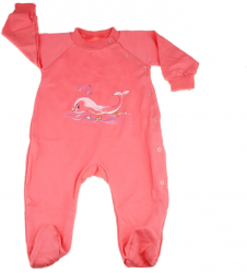 Salopeta cu maneca lunga pentru fete Pifou Model 16 SPCP-6-68-cm Coral 