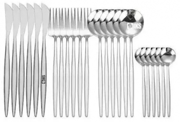Set Tacamuri SIKS 24 Piese Stil Portughez Otel Inoxidabil Finisaj Lucios Argintiu