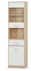 Biblioteca mdf alb natur stejar sonoma Teyo 50.2x34.3x195 cm 