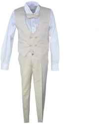Costum elegant din 4 piese pentru baieti LA Kids 1794-122 Crem 