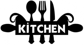 Decoratiune metalica de perete Krodesign Kitchen KRO-1120 dimensiune 60 cm negru grosime 1.5 mm 