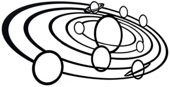 Decoratiune perete Krodesign Planets diametru 80 cm negru 