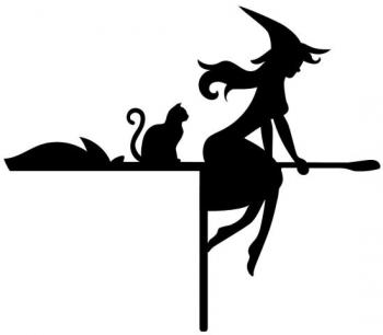 Decoratiune semn Good Witch Halloween KRO-1107 dimensiune 45x40cm negru 