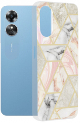 Husa Compatibila cu Oppo A17 Techsuit Marble Series Pink Hex 