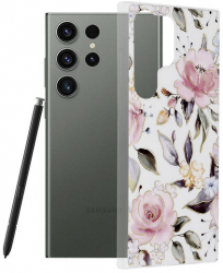 Husa Compatibila cu Samsung Galaxy S23 Ultra Techsuit Marble Chloe White 