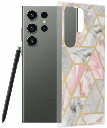 Husa Compatibila cu Samsung Galaxy S23 Ultra Techsuit Marble Pink Hex 