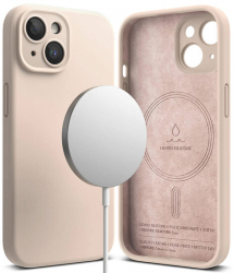 Husa pentru Apple iPhone 15 Ringke Silicone Magnetic Pink Sand 