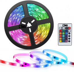 Kit Banda Led RGB SIKS® Lumina Ambientala 5 Metri Telecomanda IP65 Multicolor 
